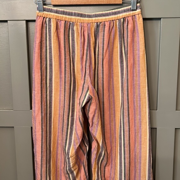 Anthropologie Drew Whitney Split Tulip Hem WIde Leg Linen Blend Pants Stripe S - Picture 8 of 10